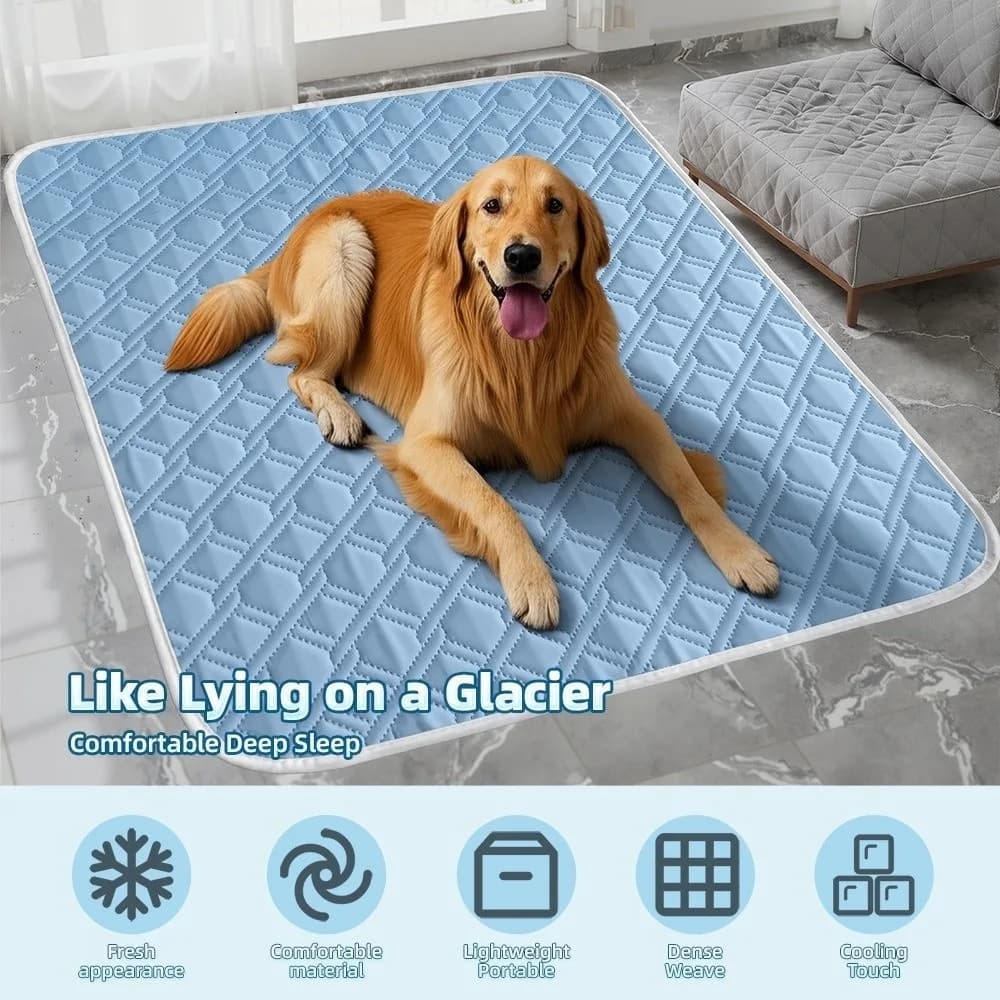 Novo tapete refrescante de verão para cães, confortável, de tecido de fibra gelada, almofada para cama de cachorro, tapete refrescante universal para filhotes e cães adultos.