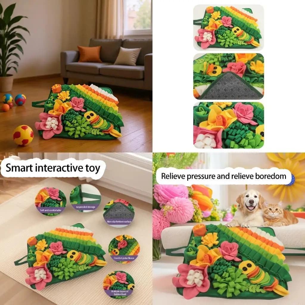 F19B Dog Snuffle Toy Treat Dispensing Mat Para Cachorro Interativo Brinquedo Mastigar Colorido