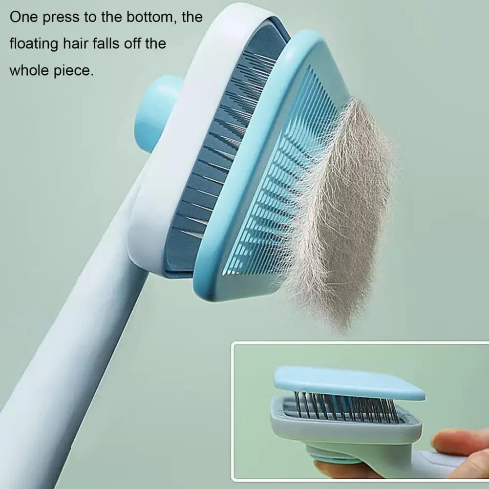 Escova para animais de estimação para cães, escova de limpeza para animais de estimação, amigável à pele, para derramar gatos, cães, pente autolimpante, ferramenta de massagem para cachorros