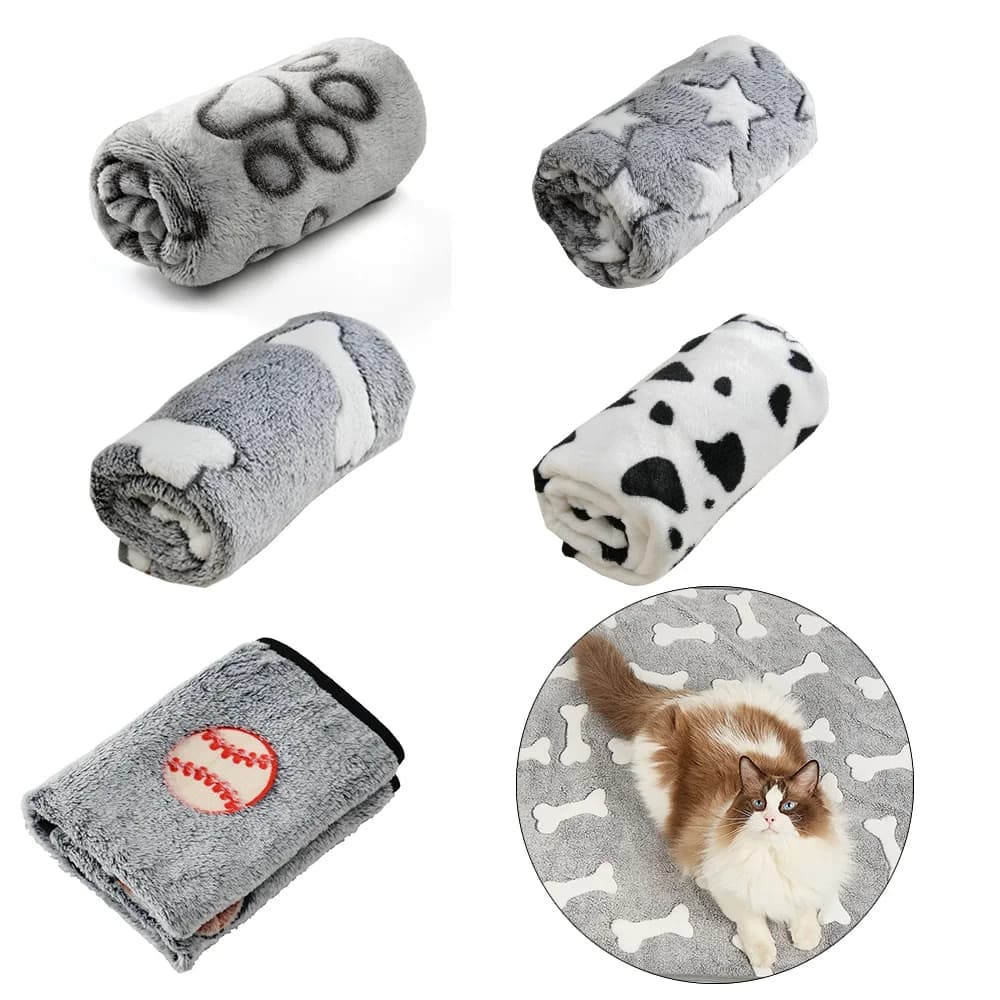 Moda pet cão cobertor para cães pequenos médios gatos outono inverno aconchegante macio filhote de cachorro impressão cama esteira bulldog pug acessórios franceses