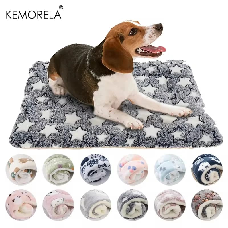 Kemorela flanela pet dormir esteira cama do cão inverno filhote de cachorro sofá colchão almofada para pequeno grande cobertor do cão suprimentos para animais de estimação