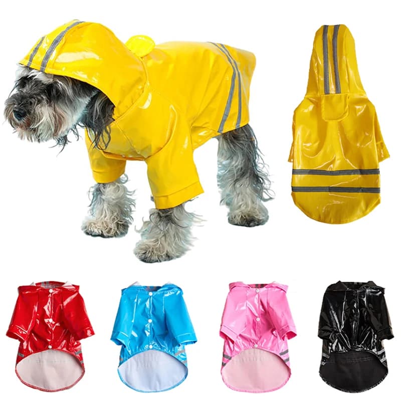 Jaqueta impermeável para cães, capa de chuva pu para cães pequenos, gatos, capa de chuva reflexiva para cachorros, chihuahua, yorkies, poncho para animais de estimação