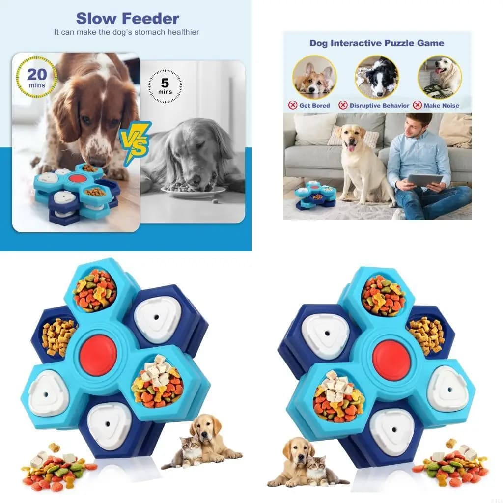 Quebra-cabeça para tratamento cachorro, enriquecimento alimentador lento, brinquedo giratório suave para prevenir
