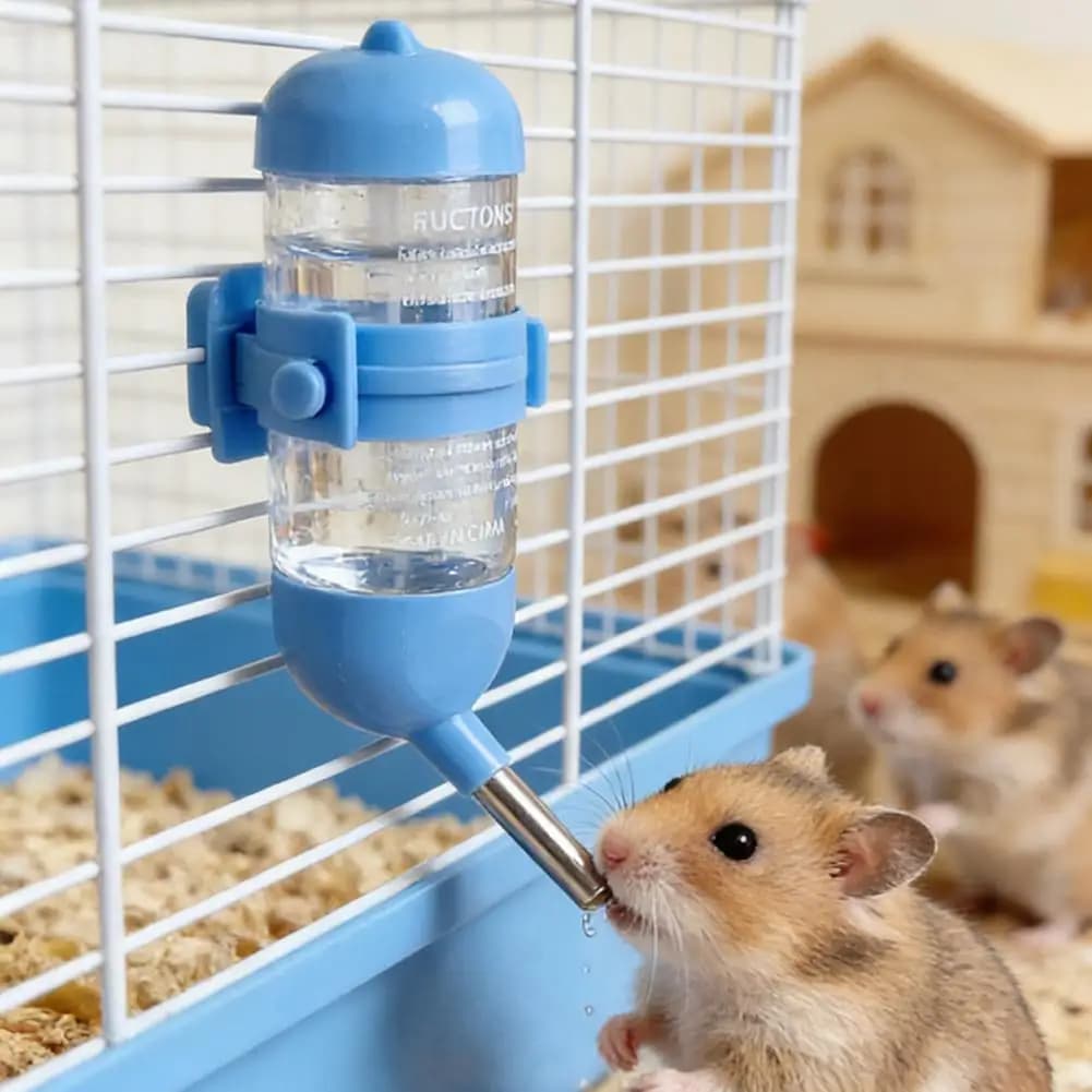 Garrafa de Água para Pequenos Animais, Fonte de Água para Hamster, Dispensador Plástico Suspenso com Bico para Porquinhos-da-Índia, Coelhos, Ratos e Outros Pets