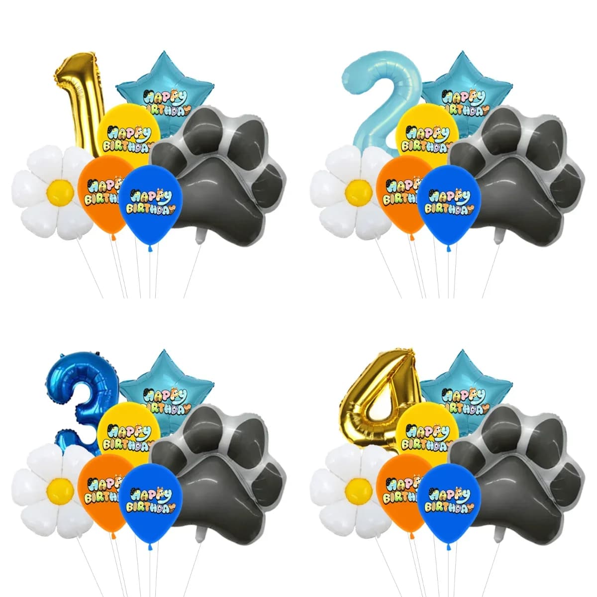 Kit de Balões com Tema de Filhote de Cachorro Blueys Bingoins, Guirlanda de Balões, Balões de Margarida, Osso e Pata, Decoração para Chá de Bebê, Globos