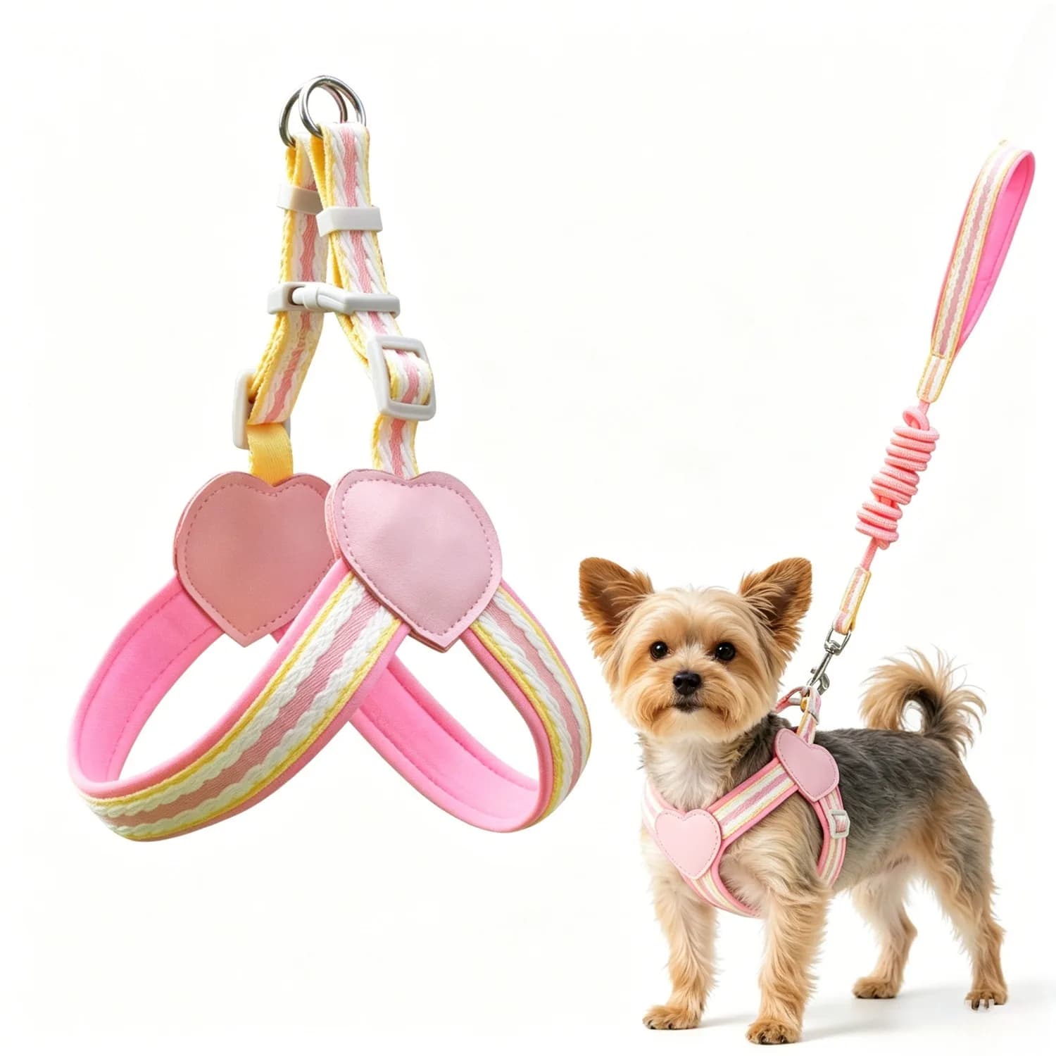 Conjunto de Peitoral e Guia em Forma Y Sem Puxão para Cães Pequenos, Correias Torácicas Anti-torção, Peitoral Leve para Shiba Inu, Corgi e Pets ao Ar Livre