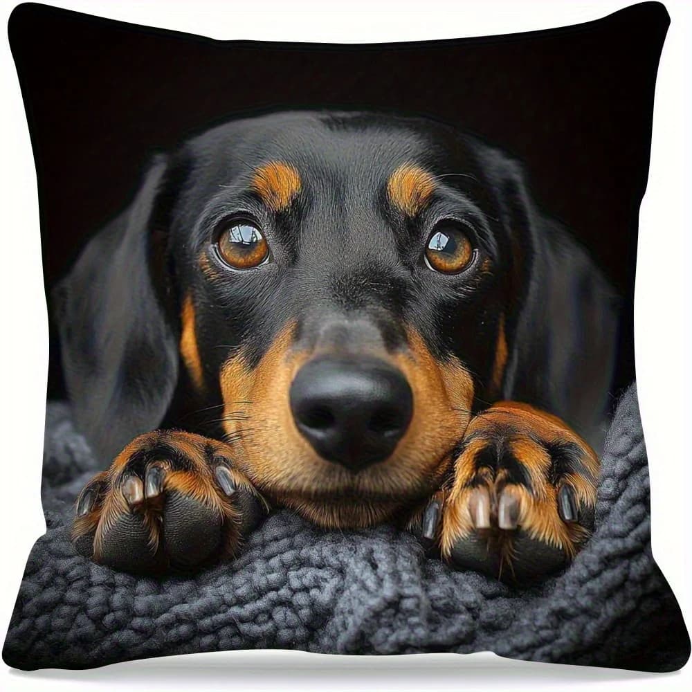Capa de Almofada Estampada com Tema de Cachorro Dachshund, Ideal para Sofá, Quarto, Sala de Estar, Presente Reconfortante para Amantes de Cães.