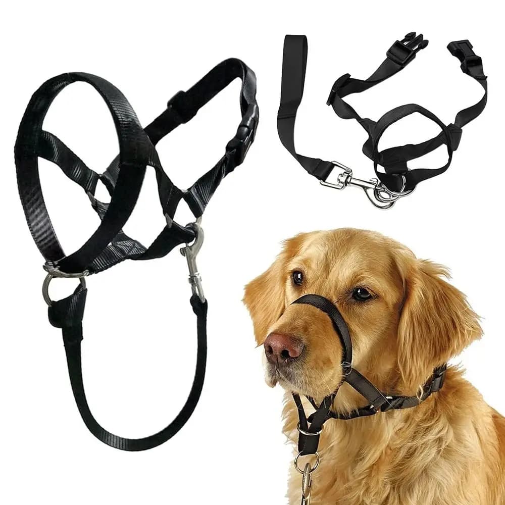 Ajustável anti latidos não puxar náilon líder arnês cabeça do cão colar cão halter focinho do cão