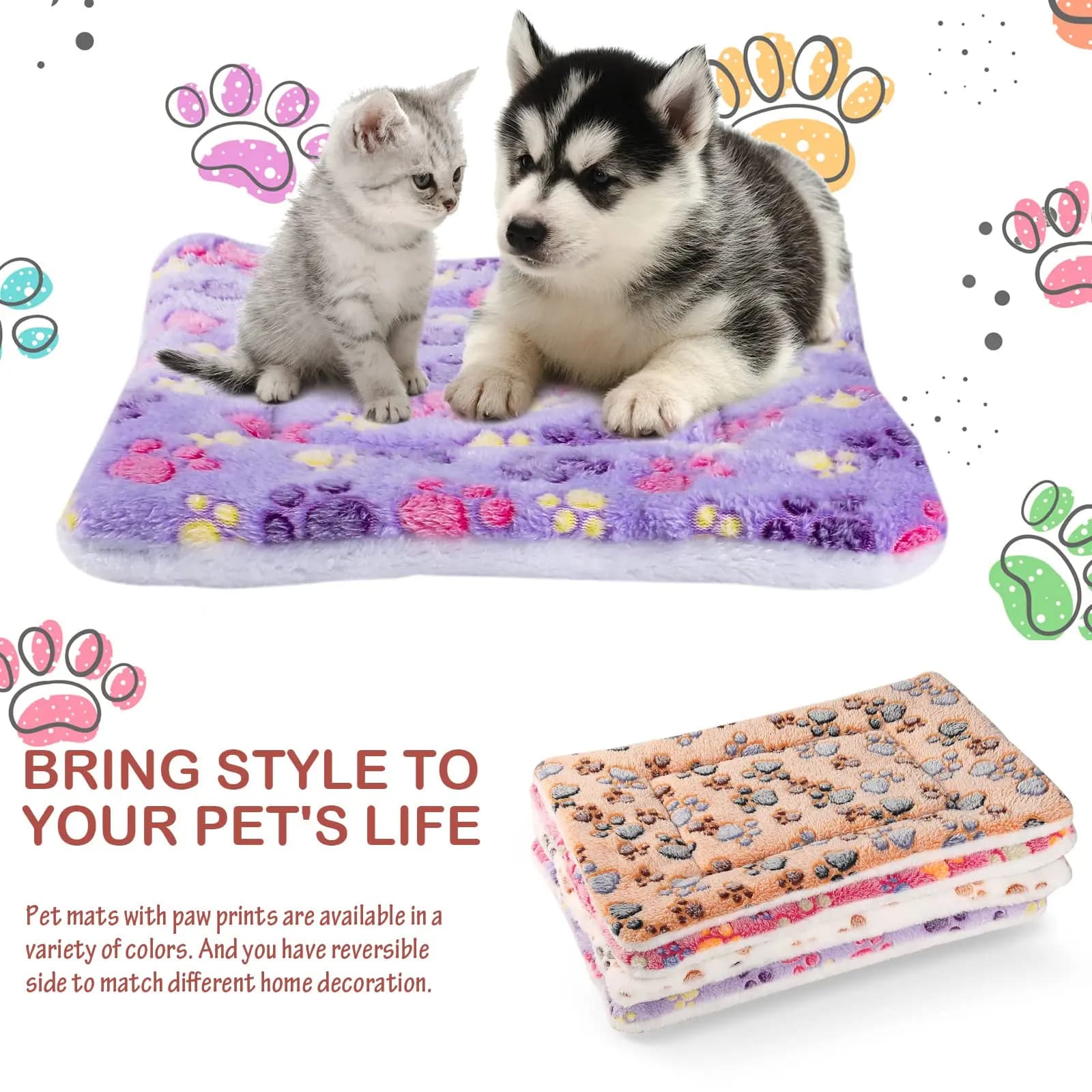 Engrossar flanela esteira pet gato camas esteiras cama do cão tapete de dormir macio quente cobertor filhote de cachorro gatinho camas pet tapete para pequeno médio dogd