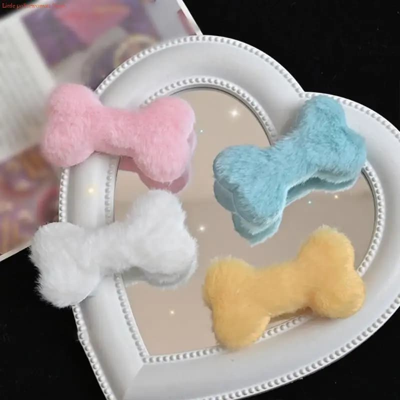 E06E Grampos cabelo com decoração osso cachorro, padrão criativo, grampo cabelo macio e confortável
