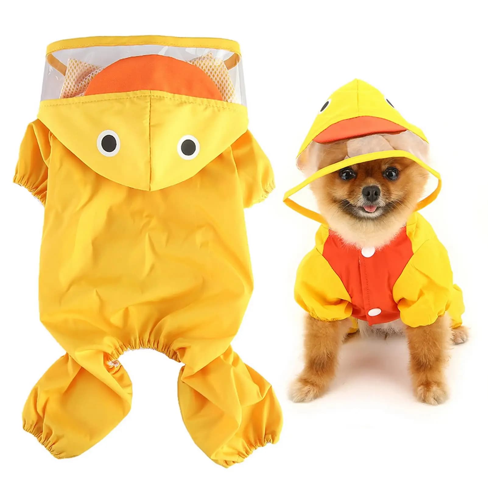 Capa de chuva para animais de estimação, capa de chuva de quatro pernas, pequeno, gato e cachorro, peito e costas, reflexiva, capa de chuva para cães, cintura, cauda, estilo pato