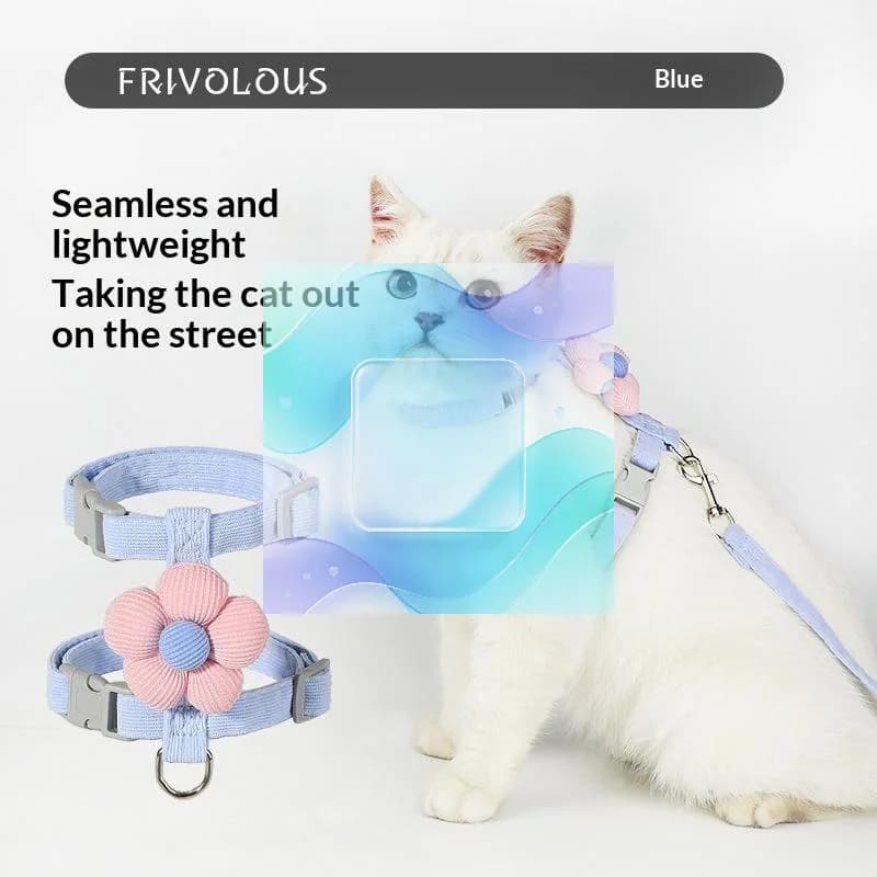 Conjunto de Arnês e Guia Ajustáveis para Animais de Estimação, Arnês Respirável Anti-Puxão para Gatos e Cães Pequenos, Treinamento e Passeios ao Ar Livre