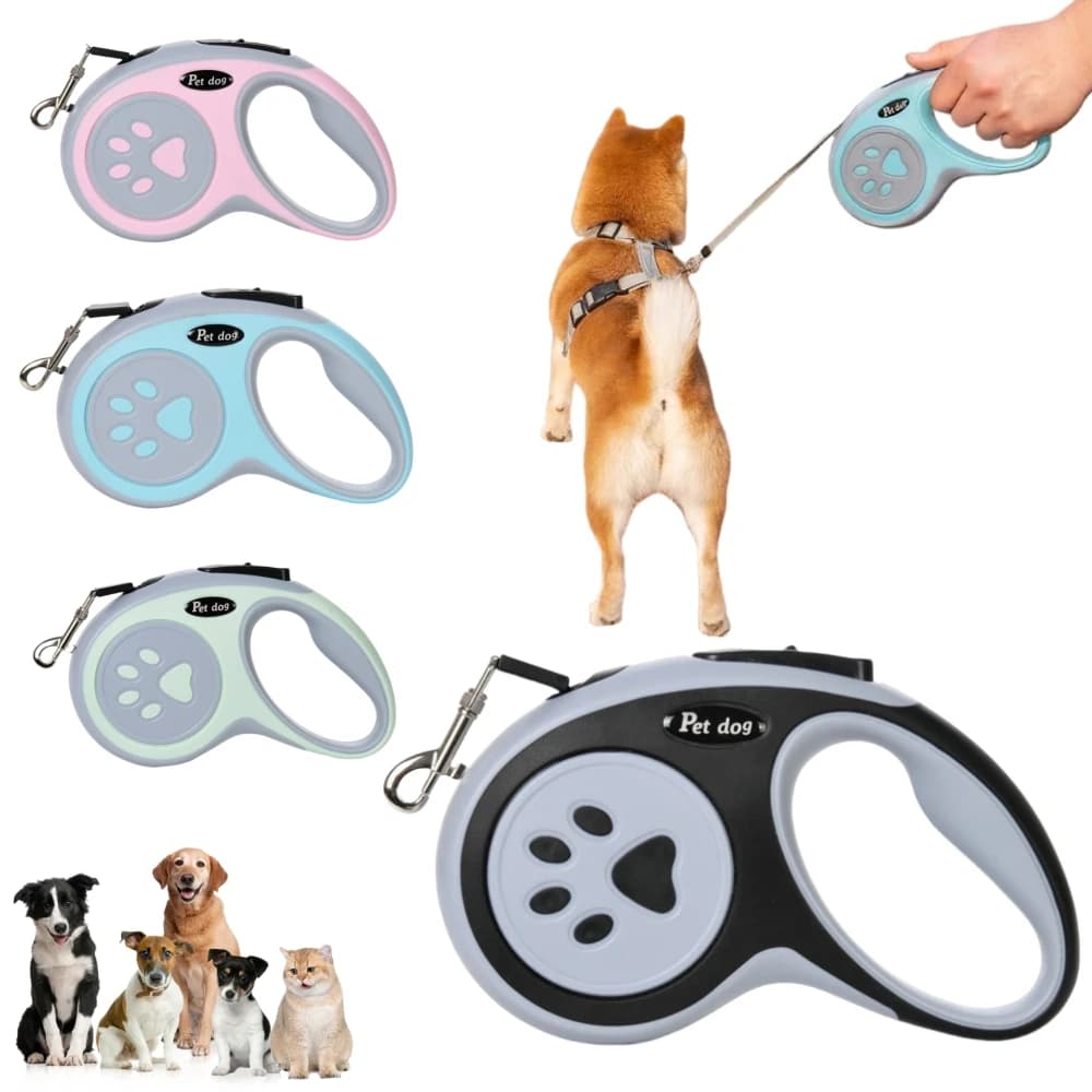 Coleira Retrátil para Cães de Pequeno, Médio e Grande Porte, Guia de Passeio para Cachorros, Corda de Nylon Resistente para Yorkies, Acessórios para Animais de Estimação 3m 5m