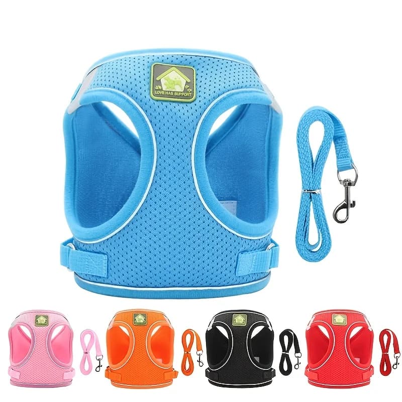 Reflective Pet Harness e Leash Set, No Pull Vest, malha respirável, cão e gato