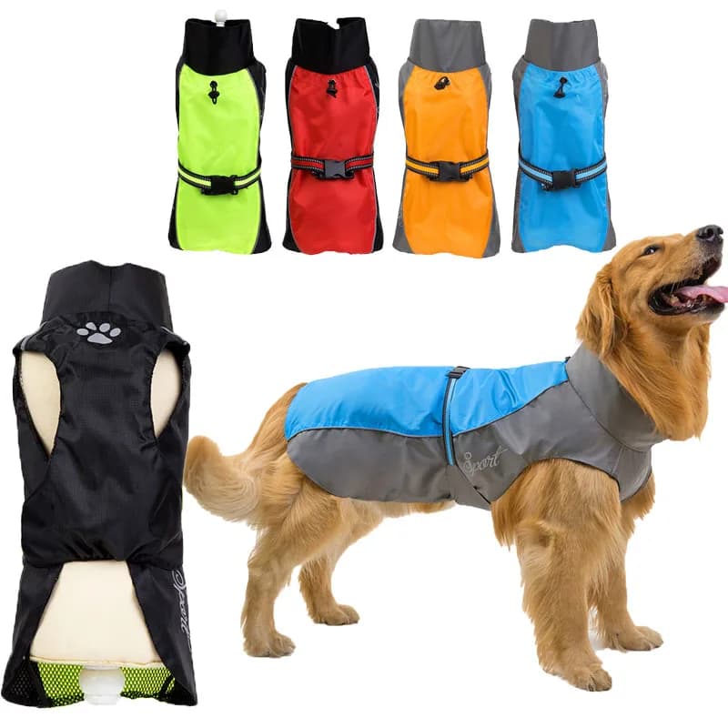Roupas para cães de estimação malha capa de chuva para cães à prova dwaterproof água grande casaco de chuva jaqueta para cães pequenos médios grandes labrador chihuahua filhote de cachorro capas de ch
