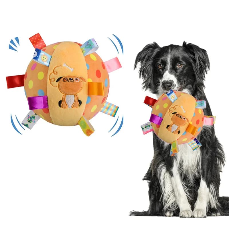 Bola de Pelúcia Interativa para Cães com Som e Sino  Brinquedo Divertido para Limpeza dos Dentes e Mastigação para Cães e Gatos de Pequeno e Grande Porte, Filhotes