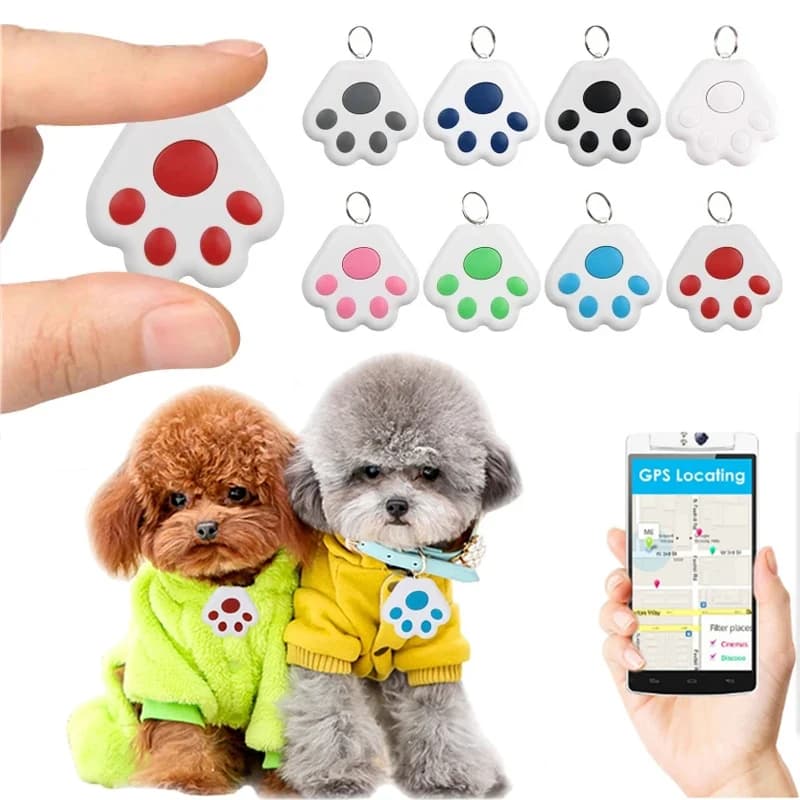 Mini Rastreador GPS Inteligente Bluetooth Anti-Perda em Formato de Pata de Cachorro para Animais de Estimação, Crianças, Bolsas, Carteiras e Chaves - Localizador Inteligente Sem Fio