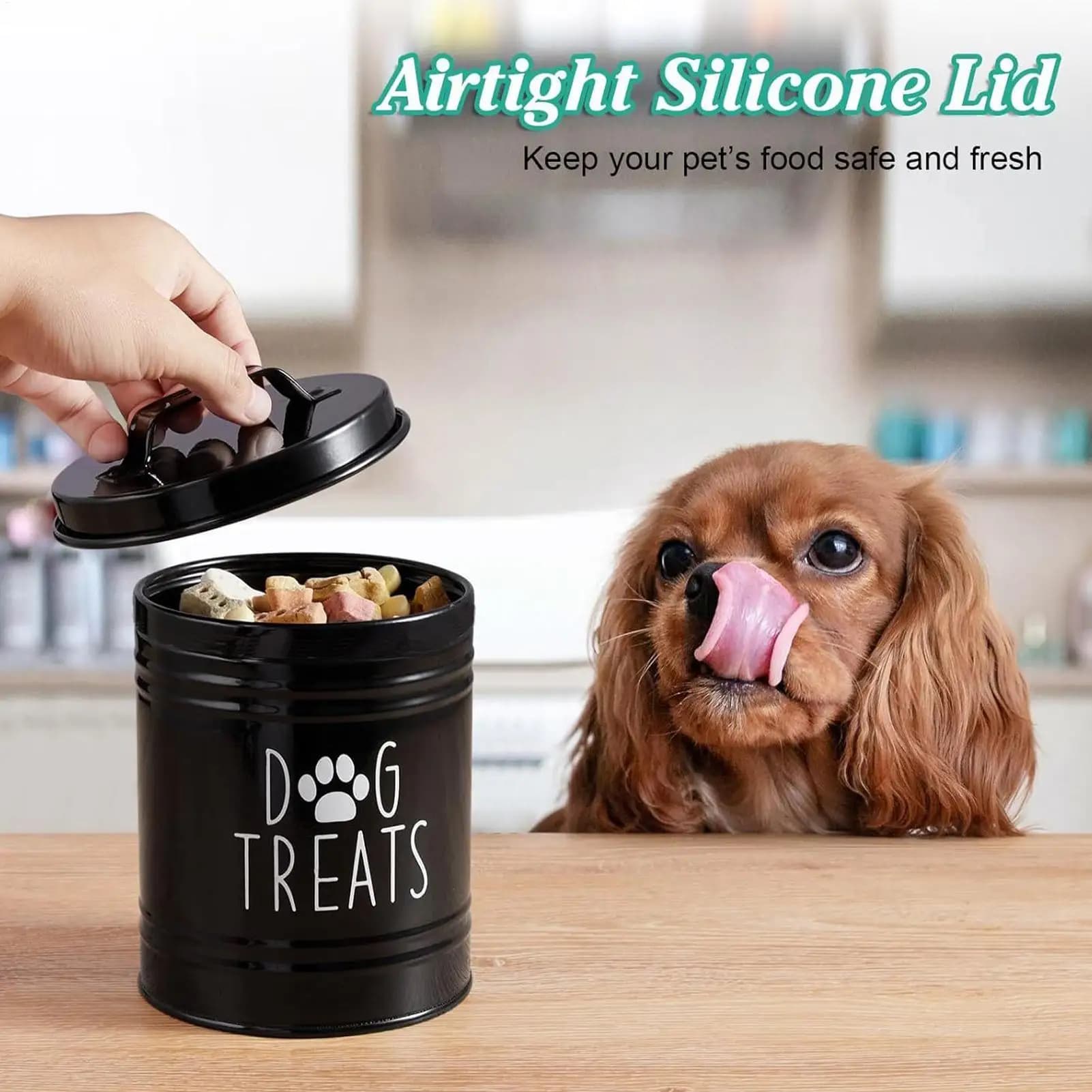 Recipiente para Ração de Cachorro, Caixa de Armazenamento de Ração para Animais de Estimação com Tampa e Alça, Container Metálico para Alimentação de Filhotes, Gatos e Pássaros