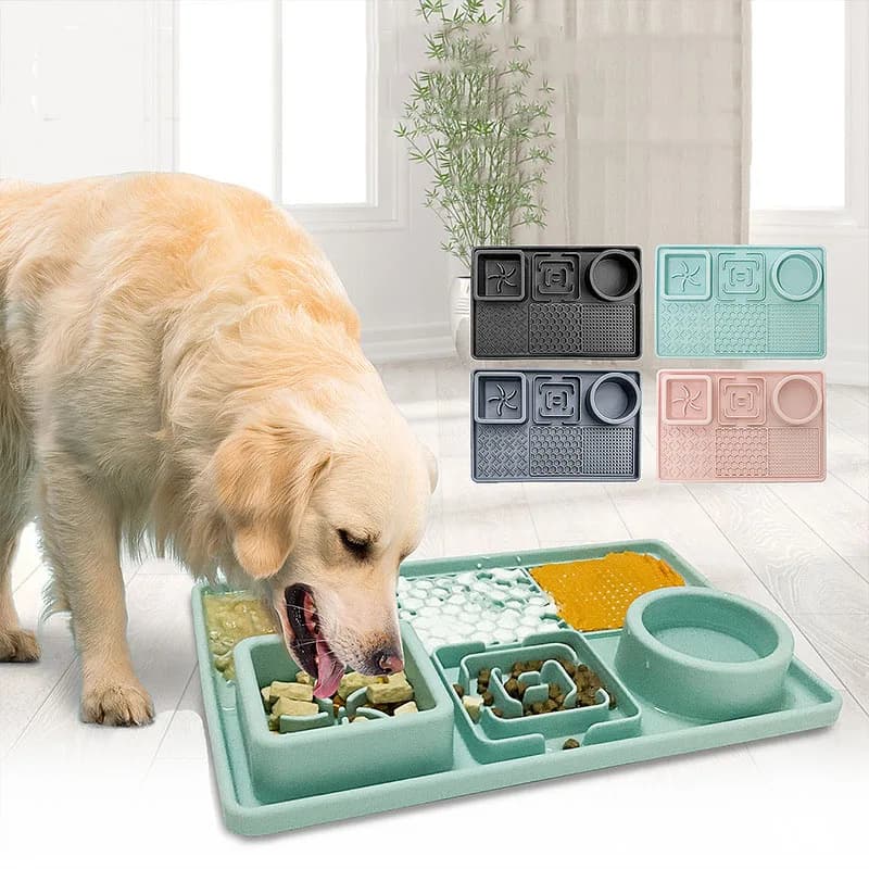 Tigelas alimentares lentos multifuncionais para animais de estimação, tapete para lambir cachorro com ventosas para alívio de ansiedade, cachorro, gato, água potável, comida