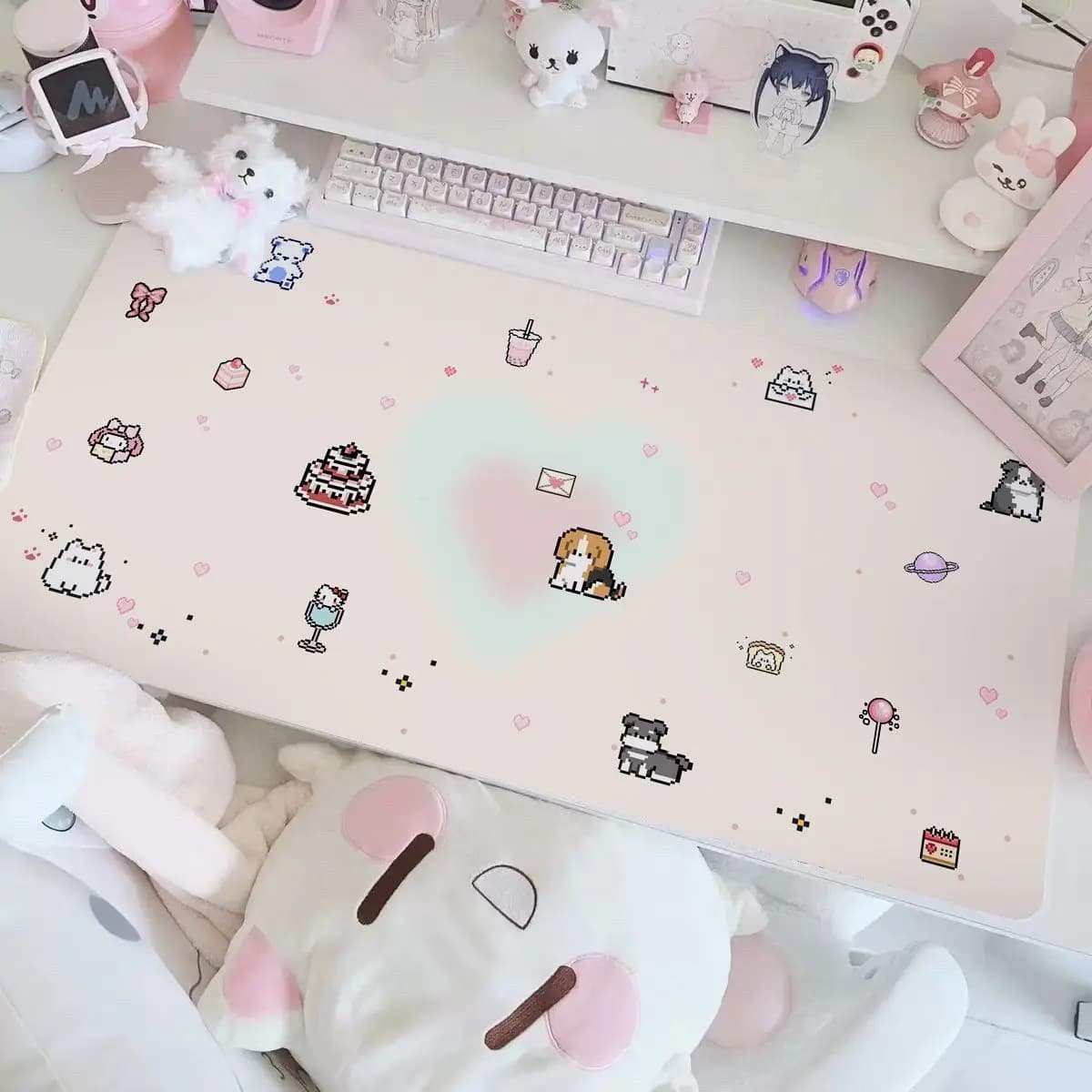 Bonito filhote de cachorro gato coelho couro tapete de mesa protetor de mouse antiderrapante grande mouse pad casa & escritório tapete de mesa de couro do plutônio portátil