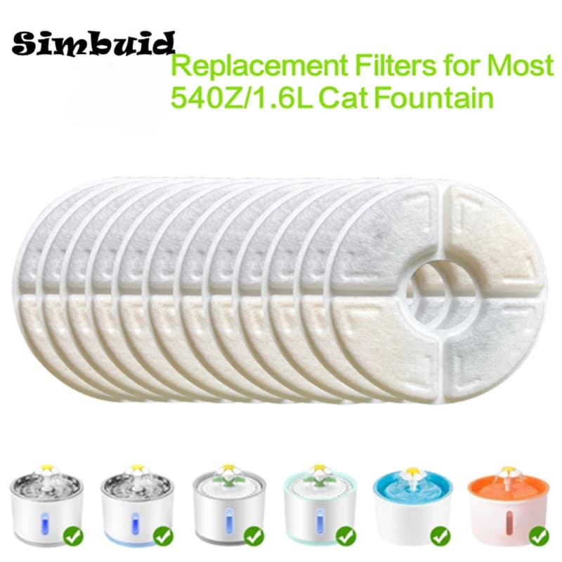4/8/12 pçs substituição filtro de carvão ativado para gato fonte potável de água substituído filtros cão de estimação dispensador de fonte redonda