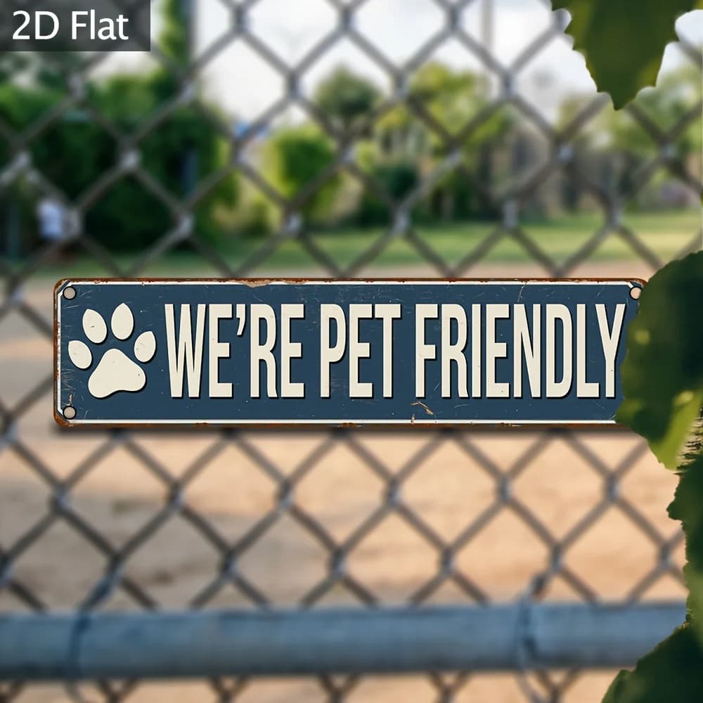 Placa de Metal Rústica 2D com Pegada de Cachorro em Alumínio, Decoração de Parede Pet Friendly para Casinha de Cachorro, Cabana, Bar, Presente Único para Amantes de Cães