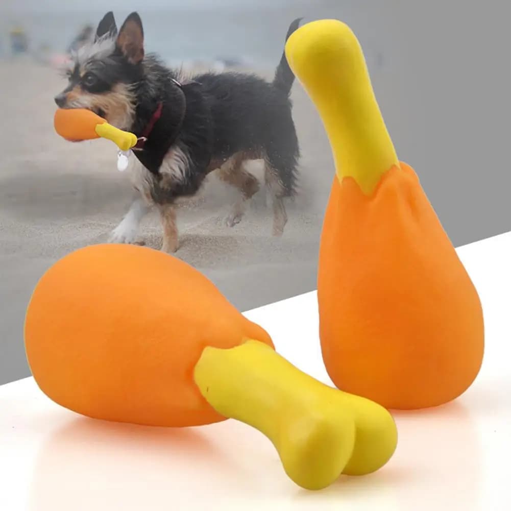 Perna de frango filhote de cachorro brinquedo interativo elástico pvc brinquedo de borracha estridente para cães de estimação com som estridente para mastigadores agressivos para casa