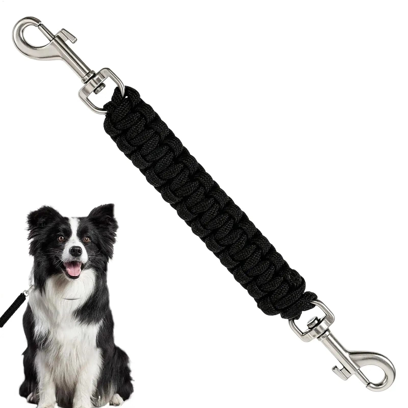 Clipe de Segurança para Coleira de Cachorro, Conector Duplo Ajustável Anti-Puxão, Cinta de Segurança para Arnês, para Filhotes, Gatinhos e Cães de Pequeno e Médio Porte, para Passeio no Parque