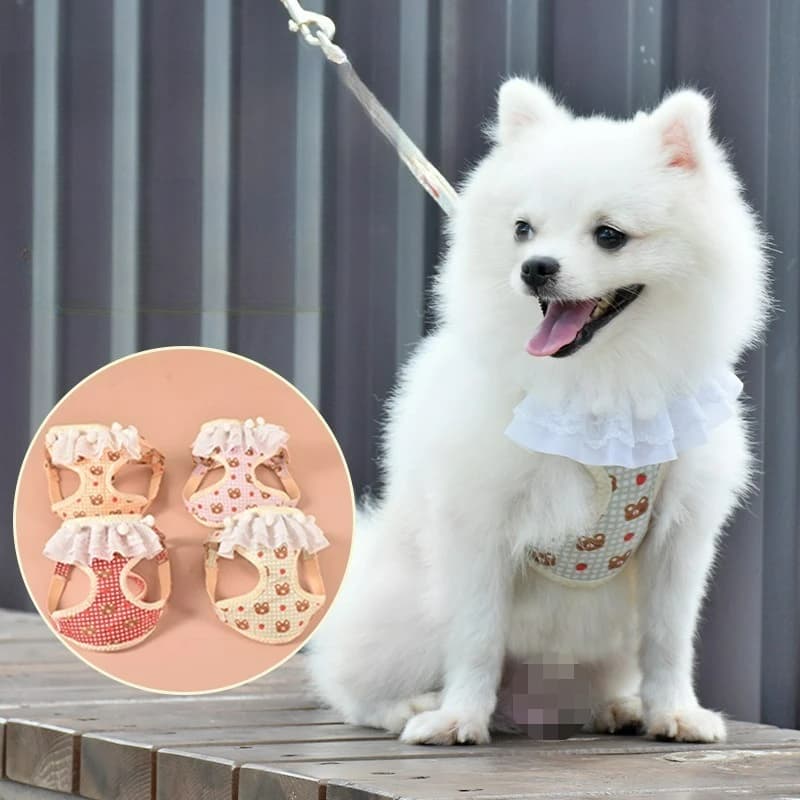 Novos Coleiras para Animais de Estimação Arnês Estilo Colete Respirável com Guia Ajustável Anti-Puxão para Cães e Gatos de Raças Pequenas - Acessórios para Cães