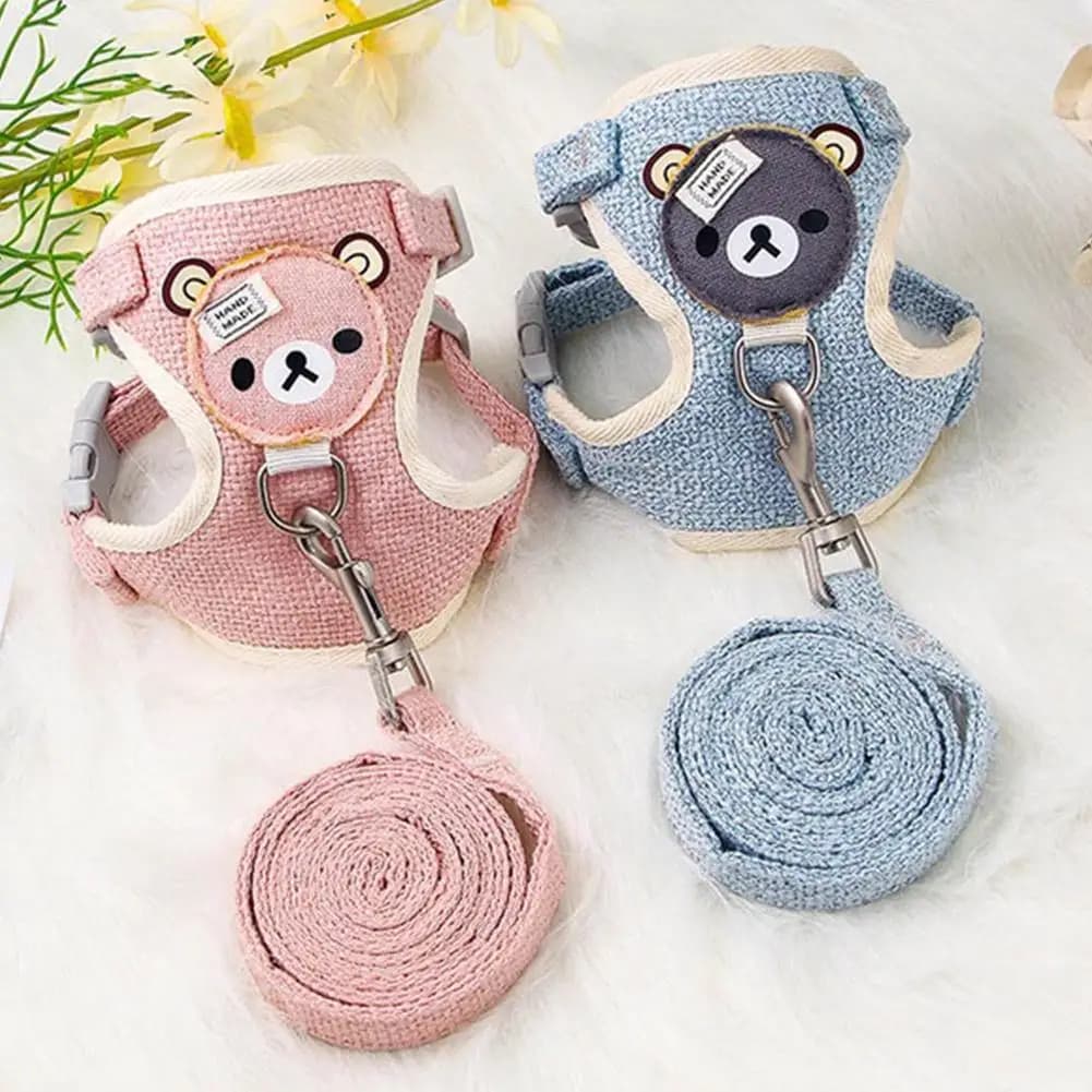 Adorável pequeno colete para animais de estimação cinta peitoral trela do cão corda de tração andando cão gato coelho colete arnês coleira poodle trela acessórios para cães