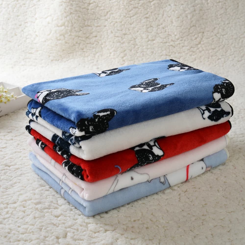 Tapete de cama para cães pequenos e médios, gatos, outono inverno, aconchegante, lã, filhote de cachorro, cobertor estampado, buldogue, chihuahua francesa, acessórios para animais de estimação