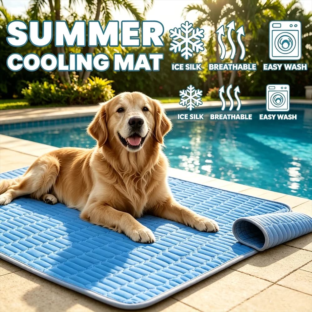 1PC Almofada de Resfriamento para Animais de Estimação, Lavável e com Base Antiderrapante, Cama de Resfriamento Grande para Cães e Almofada de Gelo para Gatos