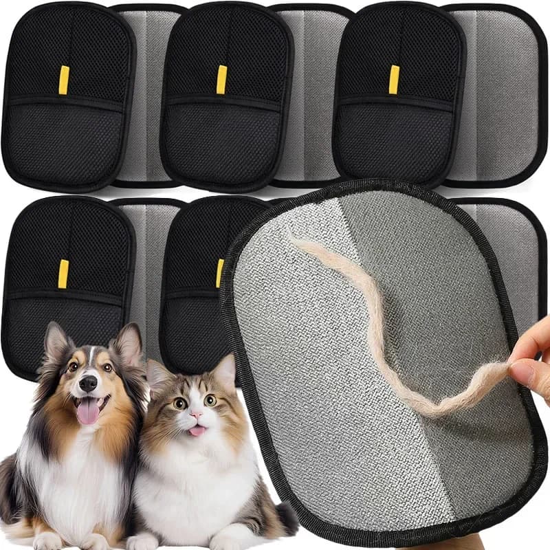 Escova removedora de pelos de animais de estimação, luvas removedoras de pelos de gatinho, escova de deshedding, luva para cachorro, gato, dupla face, pele, limpeza de pelos para carpete
