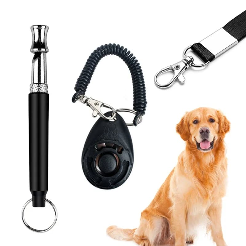 Conjunto de treinamento para animais de estimação, apito para treinamento de cães, clicker portátil, exercício de cachorro, ferramentas para parar de latir, treinador de animais de estimação, suprimen