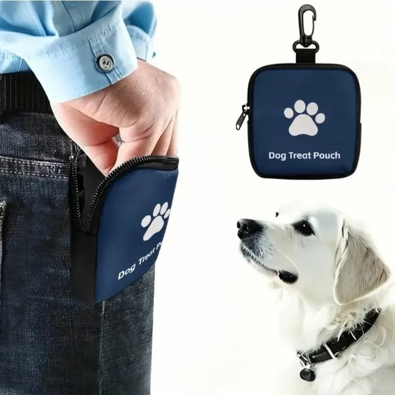 1 unidade de Bolsa Portátil para Ração de Cachorro com Estampa de Patas e Fecho de Zíper, para Petiscos de Filhotes e Treinamento ao Ar Livre