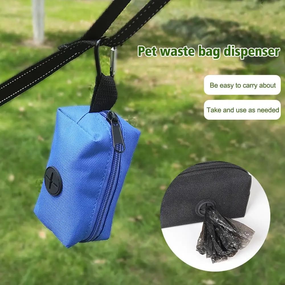 Saco de cocô de cachorro titular para trela saco de resíduos de cachorro dispensador tecido filhote de cachorro potty transportadora pequeno cachorrinho bolsa com zíper com mosquetão clipe
