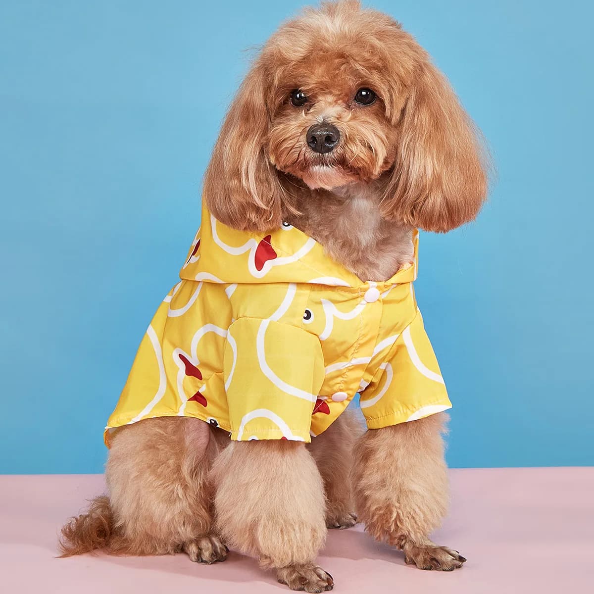 Capa de chuva fofa para cachorro de pato de desenho animado, casaco impermeável à prova de vento para cachorro com capuz, jaqueta antiderrapante ajustável para animais de estimação para cães pequenos 