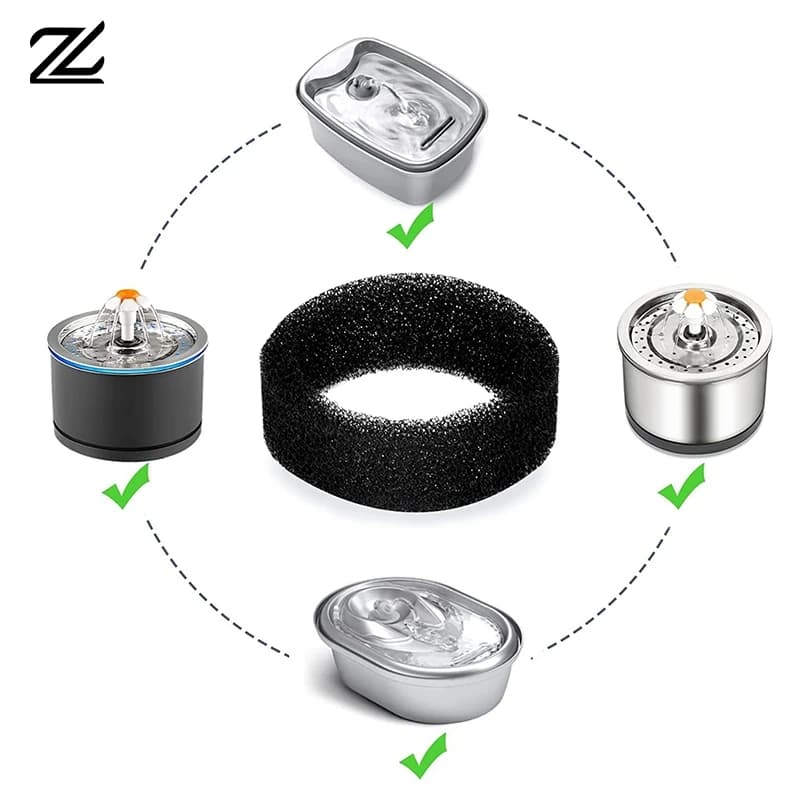 Rodada espuma filtro para pet água fonte, esponja filtro para gato bebida, 4pcs