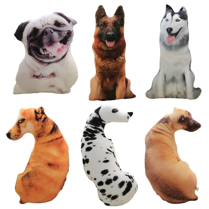 Brinquedo de Pelúcia de Cachorro Simulado Fofo de 50cm, Almofada de Pelúcia de Cachorro com Impressão 3D, Almofada de Desenho Animado, Boneco Infantil, Presente de Decoração para Casa