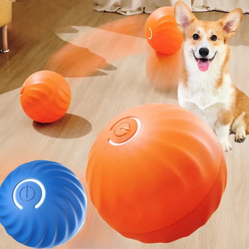 Bola de brinquedo para animais de estimação, movimento automático, bola de brinquedo para cachorro, inteligente, usb, rotativa, interativa, brinquedo de mastigar para cachorro, bola de brinquedo