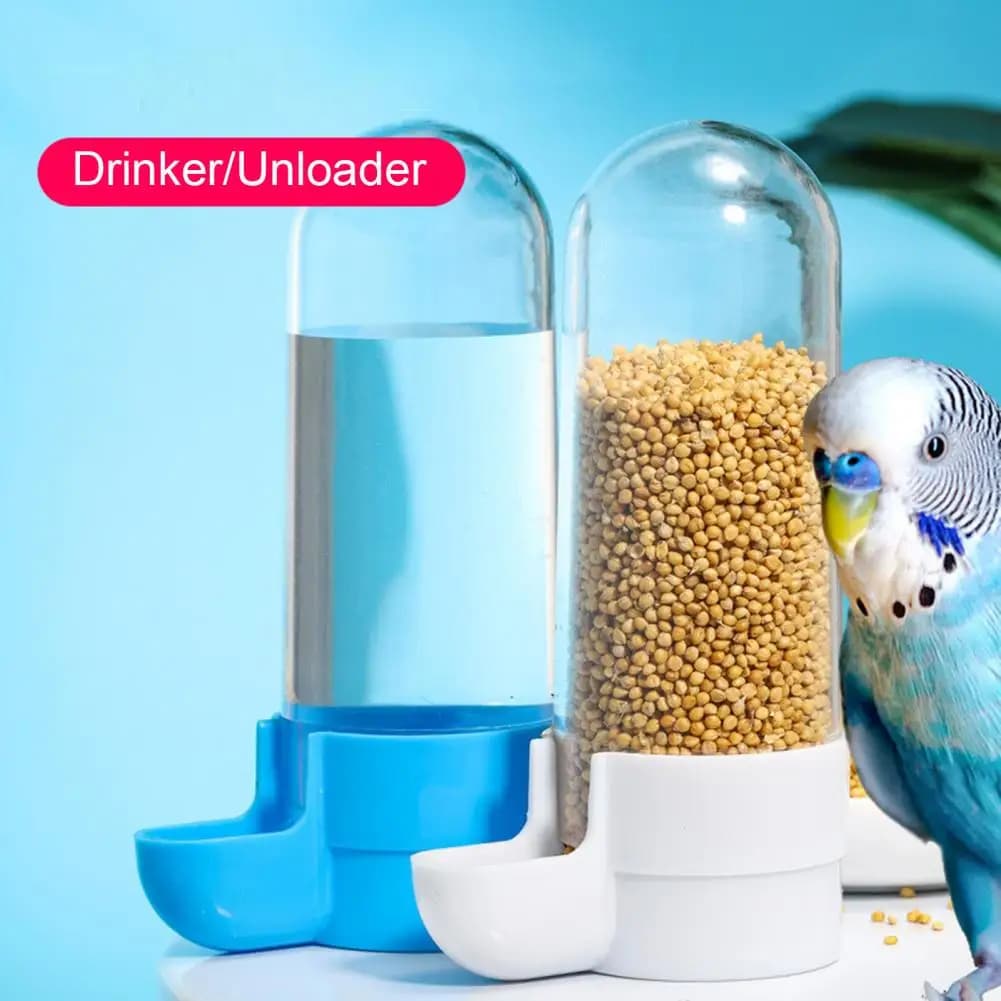 Alimentador de água para pássaros, fonte potável automática, recipiente transparente, papagaio para animais de estimação, dispensador de comida pendurado, suprimentos para pássaros