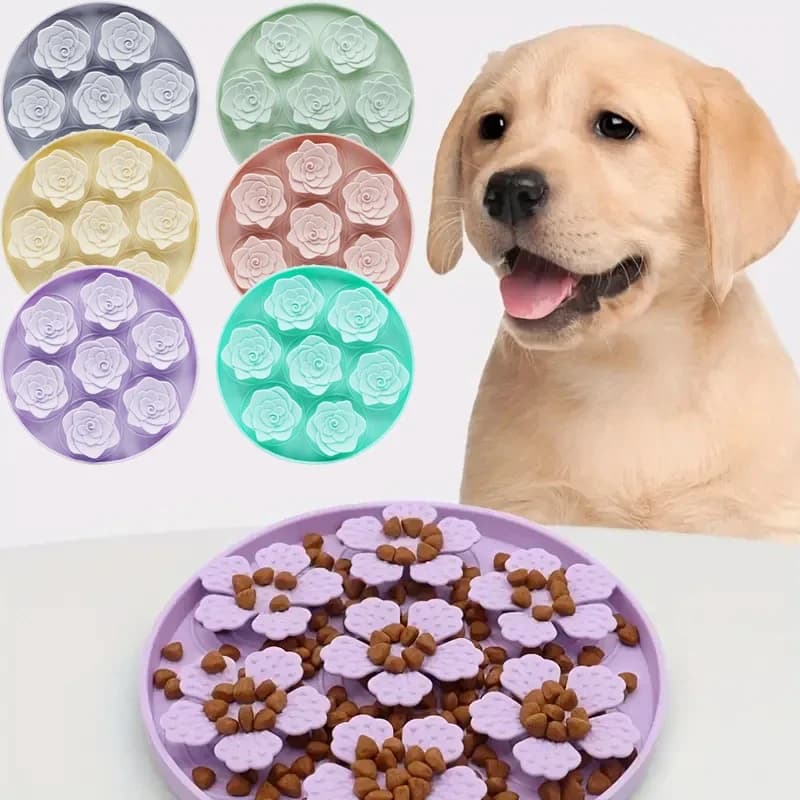 Tapete de alimentação lenta para animais de estimação, tapete redondo para lambir cachorro com ventosa, anti-sufocação, tapete de alimentação lenta para gatos