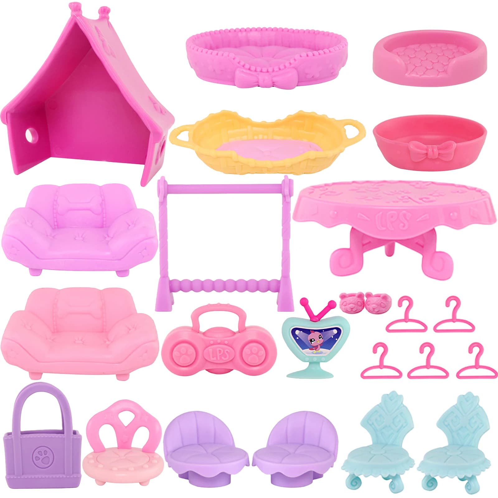 LPS Minilpsshop Pet Shop Acessórios Grandes para Casinha de Cachorro e Bolsa de Transporte para Dachshund, Gato Shorthair e Collie (Excluindo Brinquedos)