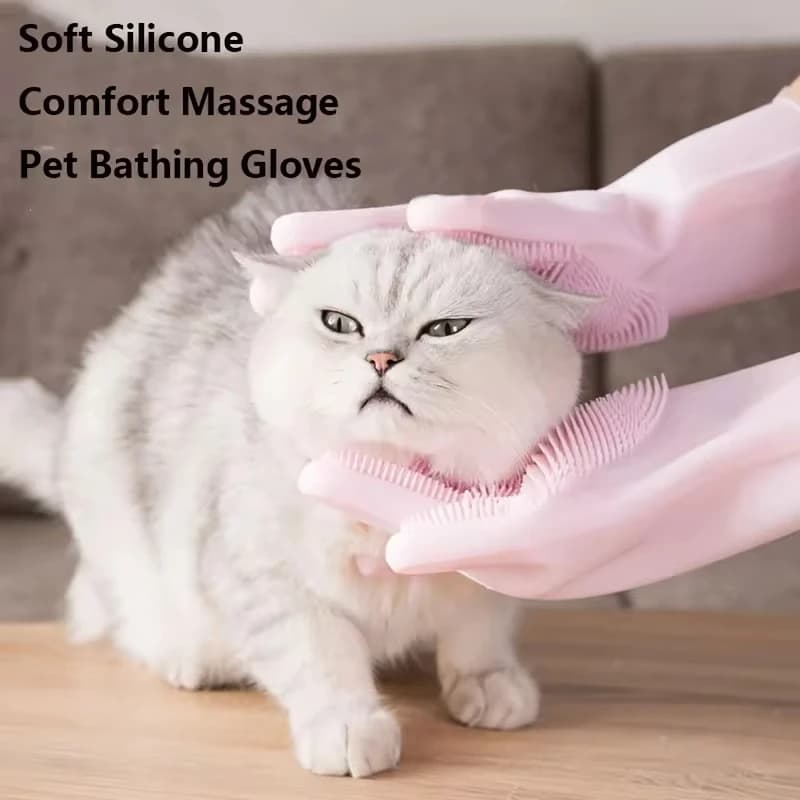 1/3 pçs luvas de banho de animais de estimação de silicone para gato filhote de cachorro beleza limpeza banhar shampoo cão gato escova luvas produtos para animais de estimação