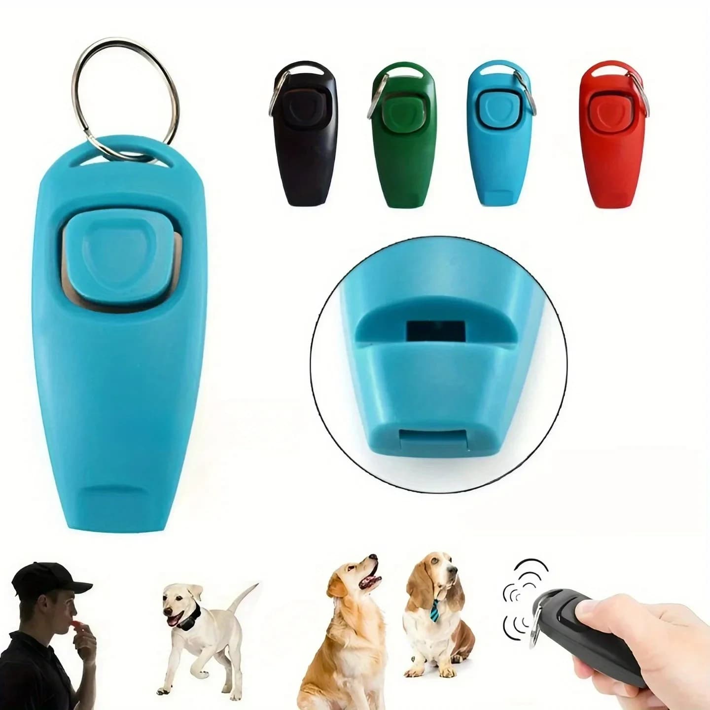 Pet multifuncional 2 em 1 clicker & apito cão trainer clicker com chaveiro pet filhote de cachorro treinador cão flauta & clicker suprimentos para animais de estimação