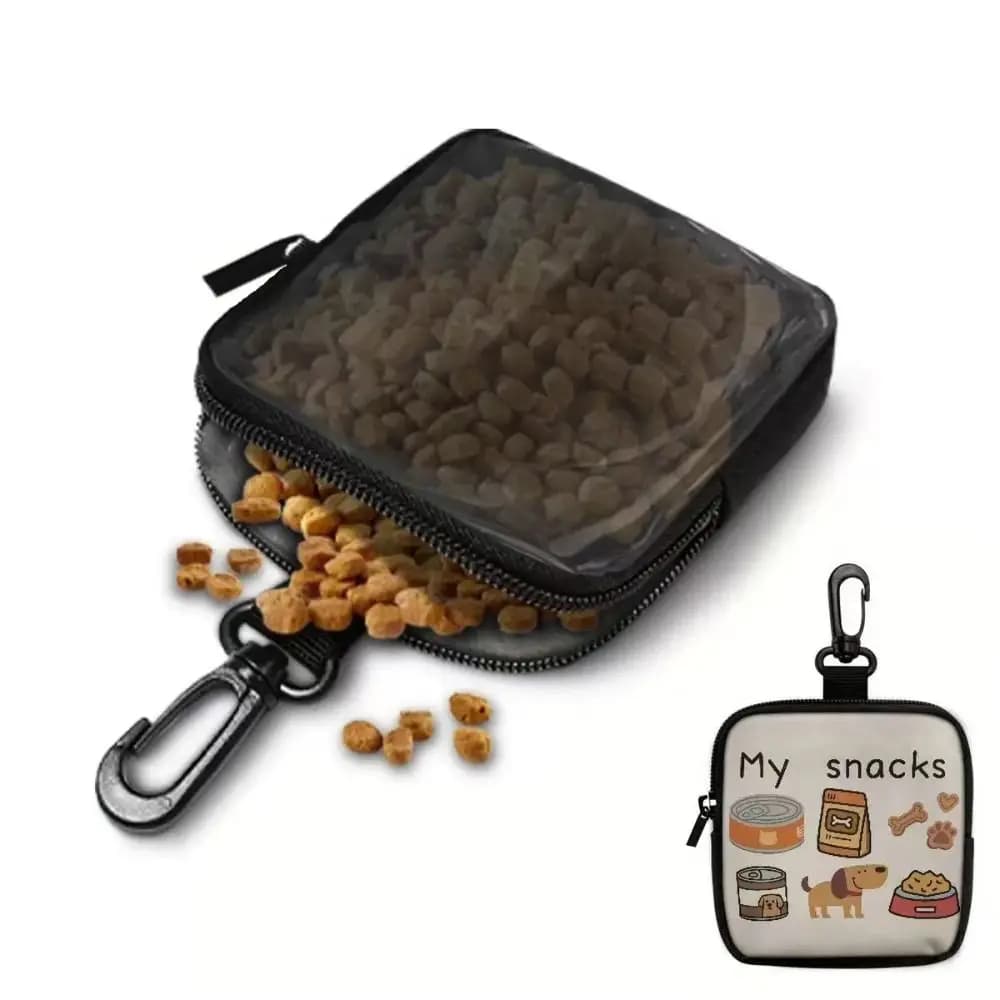 Bolsa para Petiscos de Cachorro com Gancho, Janela Transparente, Fechamento com Zíper, Portátil, À Prova de Vazamentos, Estampa de Cachorro, Bolsa para Treinamento de Filhotes