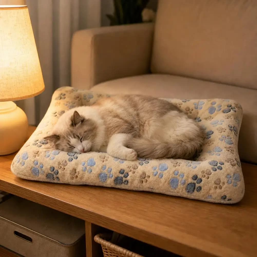 Tapete macio para animais de estimação, flanela quente, almofada para dormir, tapete de sofá confortável e espesso para cachorros pequenos, gatinhos, cobertor interno para quatro estações