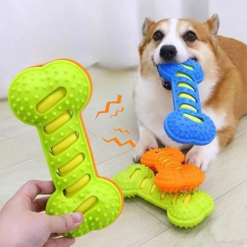 Cão de estimação mastigar brinquedos de borracha osso brinquedo mordida resistente filhote de cachorro interativo vara filhote de cachorro mascar brinquedo estridente interativo brinquedos para cães