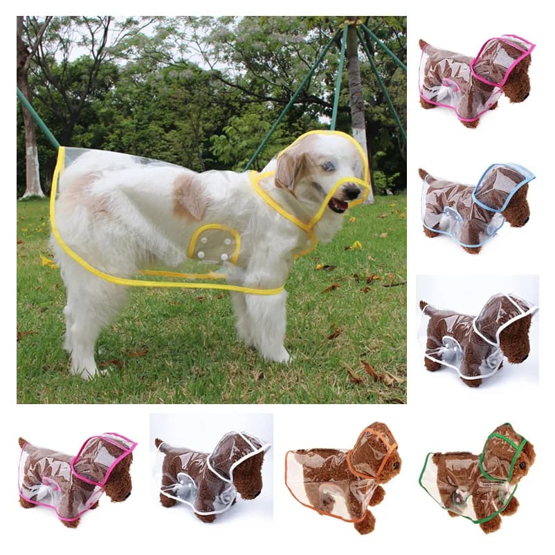 Xs-8XL roupas de cachorro de estimação à prova dwaterproof água transparente capa de chuva moda cor borda snap design casaco de chuva para cães grandes trajes