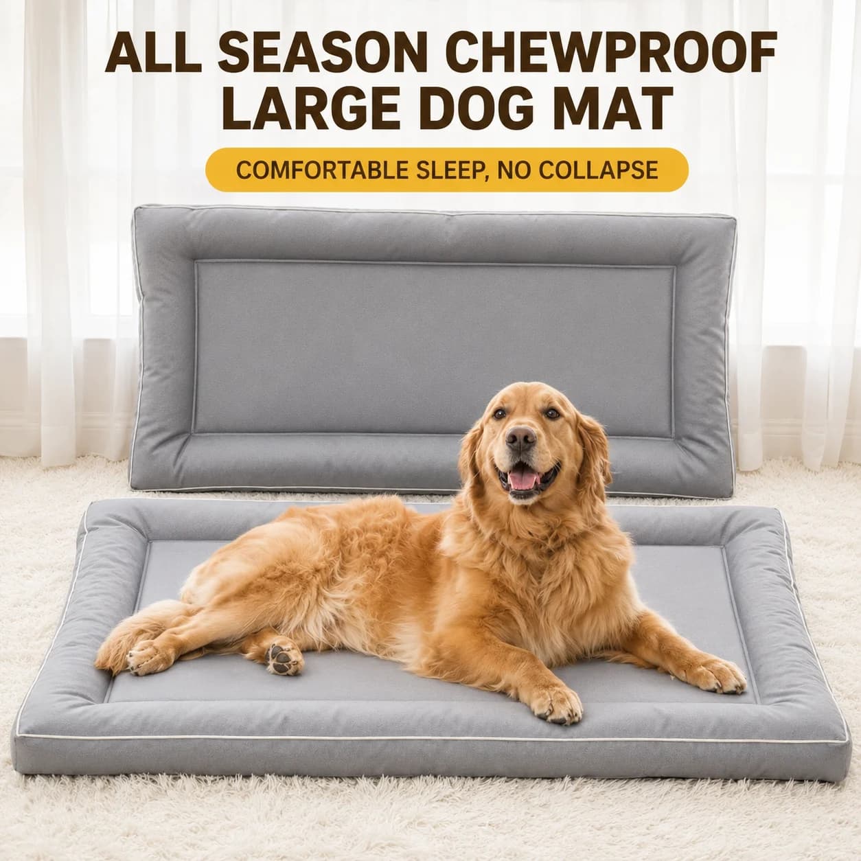 Tapete para Cães Grandes à Prova de Mordidas, Impermeável, Antiderrapante, Grosso, para Todas as Estações, Lavável, Almofada para Cama de Cachorro, para Golden Retriever, Labrador e Gatos